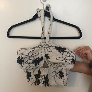 Cream and black UO halter top